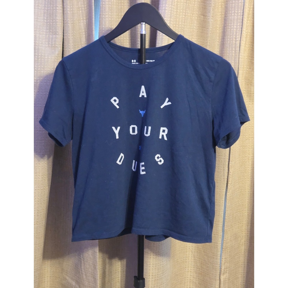 Under Armour Project Rock Pay Your Dues Crop Top Women's Size Medium‎ Navy